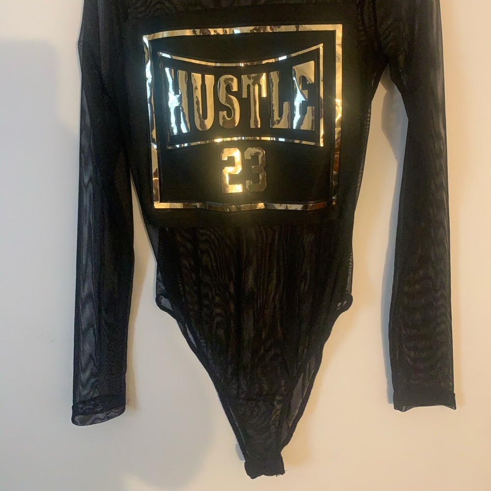 Black & Gold Hustle Sheer Body Suit